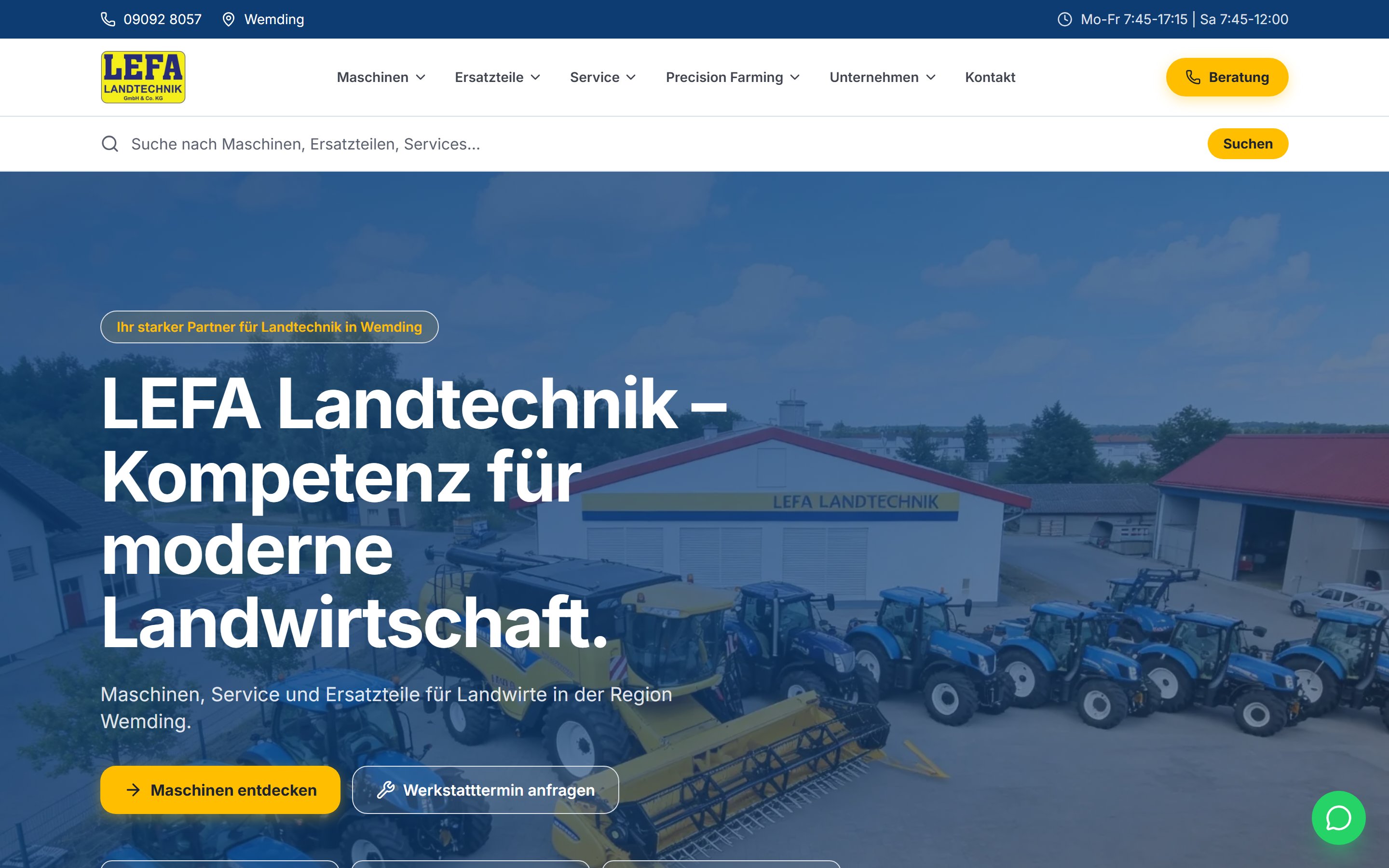 Beispiel einer Landtechnik-Website